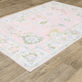 Oriental Weavers Addison ADD04 Pink/ Green Machine Washable Area Rug by PRINTS Alternate Image