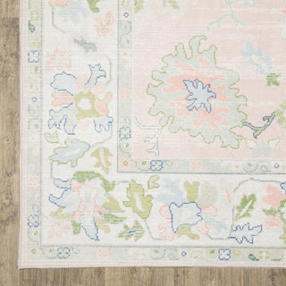 Oriental Weavers Addison ADD04 Pink/ Green Machine Washable Area Rug by PRINTS Corner Image