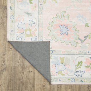 Oriental Weavers Addison ADD04 Pink/ Green Machine Washable Area Rug by PRINTS Backing Image
