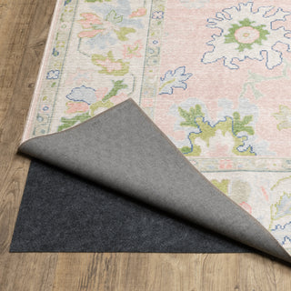 Oriental Weavers Addison ADD04 Pink/ Green Machine Washable Area Rug by PRINTS Close-up Image