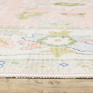 Oriental Weavers Addison ADD04 Pink/ Green Machine Washable Area Rug by PRINTS Pile Image