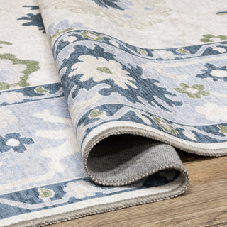 Oriental Weavers Addison ADD05 Blue/ Green Machine Washable Area Rug by PRINTS Close-up Image