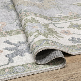 Oriental Weavers Addison ADD06 Blue/ Green Machine Washable Area Rug by PRINTS Close-up Image