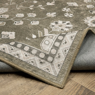 Oriental Weavers Addison ADD07 Brown/ Ivory Machine Washable Area Rug by PRINTS Backing Image