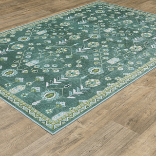 Oriental Weavers Addison ADD08 Teal/ Green Machine Washable Area Rug by PRINTS Alternate Image