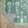 Oriental Weavers Addison ADD08 Teal/ Green Machine Washable Area Rug by PRINTS Backing Image