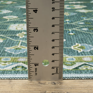 Oriental Weavers Addison ADD08 Teal/ Green Machine Washable Area Rug by PRINTS Pile Image