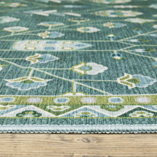 Oriental Weavers Addison ADD08 Teal/ Green Machine Washable Area Rug by PRINTS Pile Image