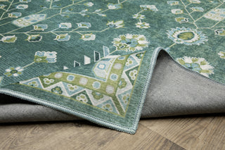 Oriental Weavers Addison ADD08 Teal/ Green Machine Washable Area Rug by PRINTS Backing Image
