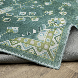 Oriental Weavers Addison ADD08 Teal/ Green Machine Washable Area Rug by PRINTS Backing Image