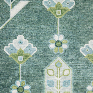 Oriental Weavers Addison ADD08 Teal/ Green Machine Washable Area Rug by PRINTS Close-up Image