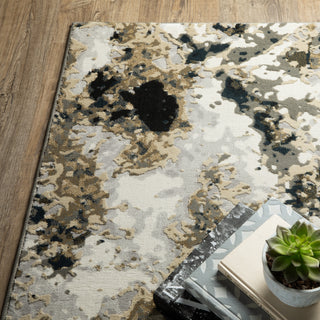 Oriental Weavers Bowen 1808Q Navy Gold Area Rug Corner Image