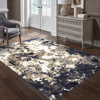 Oriental Weavers Bowen 1808Q Navy Gold Area Rug Lifestyle Image Feature