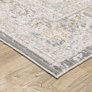 Oriental Weavers Cavett CAV02 Grey/ Orange Area Rug Corner Image