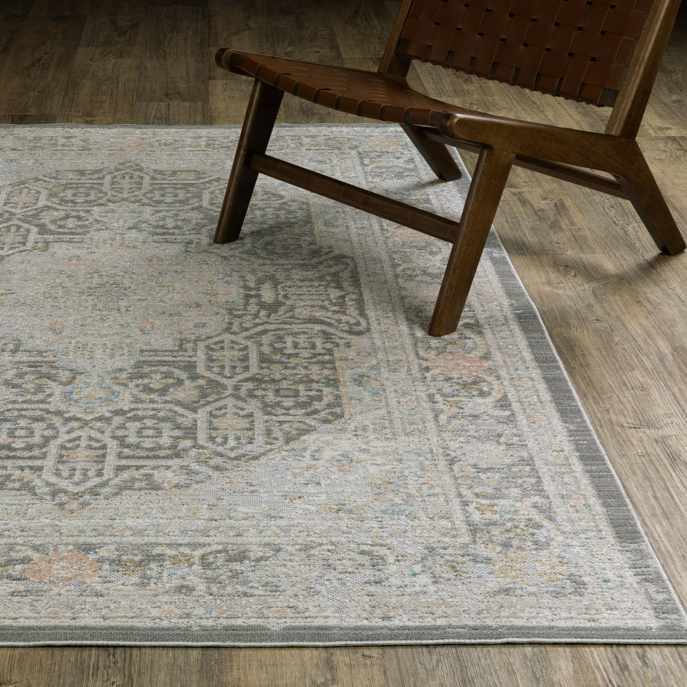 Oriental Weavers Cavett CAV02 Grey/ Orange Area Rug Lifestyle Image Feature