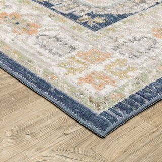 Oriental Weavers Cavett CAV07 Blue/ Gold Area Rug Corner Image