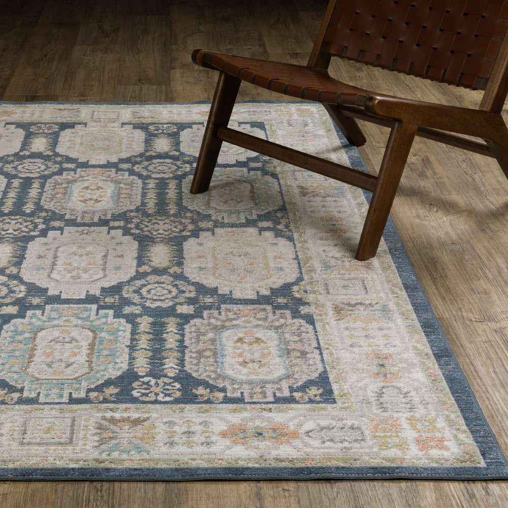 Oriental Weavers Cavett CAV07 Blue/ Gold Area Rug Lifestyle Image Feature