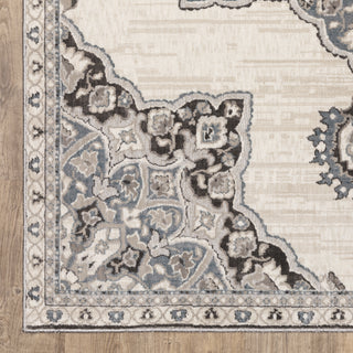 Oriental Weavers ELLINGTON ELL01 Ivory/ Blue Area Rug Corner Image