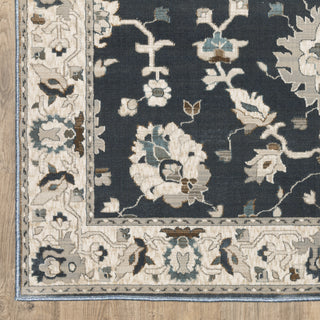 Oriental Weavers ELLINGTON ELL08 Blue/ Beige Area Rug Corner Image