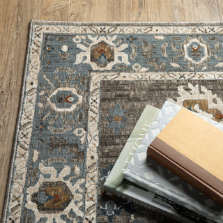 Oriental Weavers ELLINGTON ELL09 Grey/ Blue Area Rug Corner Image