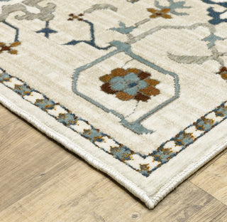 Oriental Weavers ELLINGTON ELL10 Ivory/ Blue Area Rug Corner Image