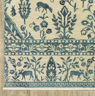 Oriental Weavers Francesca FR08H Blue/Ivory Area Rug Corner Image