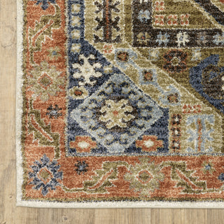 Oriental Weavers Gemma GEM03 Rust / Blue Area Rug Corner Image