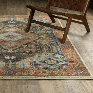 Oriental Weavers Gemma GEM03 Rust / Blue Area Rug Lifestyle Image Feature