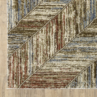 Oriental Weavers Gemma GEM04 Blue / Rust Area Rug Corner Image