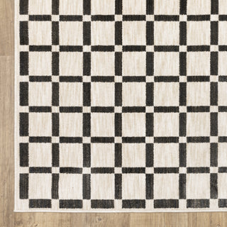 Oriental Weavers Hunter HNT08 aBeige/ Black Area Rug Corner Image