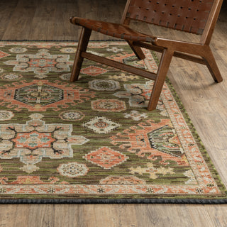 Oriental Weavers Legacy LGY02 Green / Rust Area Rug Lifestyle Image Feature