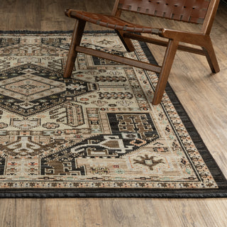 Oriental Weavers Legacy LGY03 Charcoal / Brown Area Rug Lifestyle Image Feature