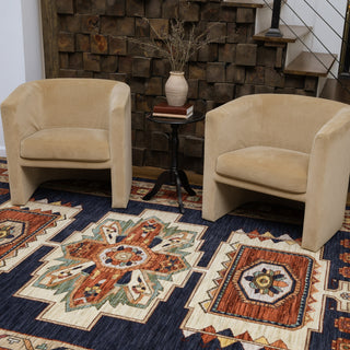 Oriental Weavers Lilihan 090B6 Blue/Red Area Rug Lifestyle Image Feature