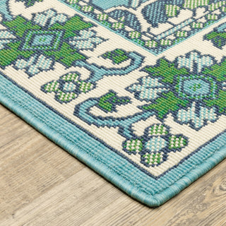 Oriental Weavers Meridian 2808G Blue / Green Area Rug Corner Image