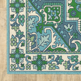Oriental Weavers Meridian 2808G Blue / Green Area Rug Corner Image