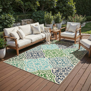 Oriental Weavers Meridian 4266L Blue/ Green Area Rug Lifestyle Image Feature