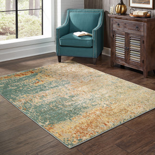 Oriental Weavers Carson 9654B Blue Orange Area Rug 