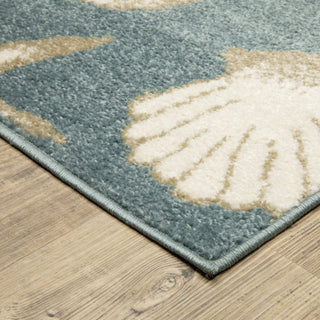 Oriental Weavers Quinn QUI01 Blue / Beige Area Rug Corner Image