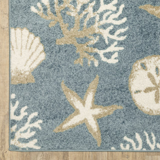 Oriental Weavers Quinn QUI01 Blue / Beige Area Rug Corner Image