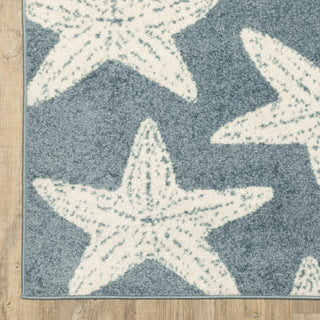 Oriental Weavers Quinn QUI02 Blue / Ivory Area Rug Corner Image