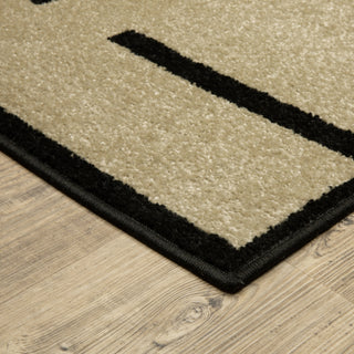 Oriental Weavers Quinn QUI03 Beige / Black Area Rug Corner Image