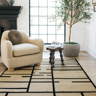 Oriental Weavers Quinn QUI03 Beige / Black Area Rug Lifestyle Image Feature