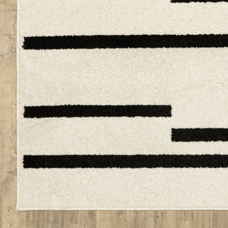Oriental Weavers Quinn QUI10 Beige / Black Area Rug Corner Image