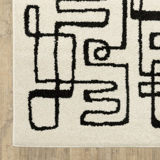 Oriental Weavers Quinn QUI11 Beige / Black Area Rug Corner Image