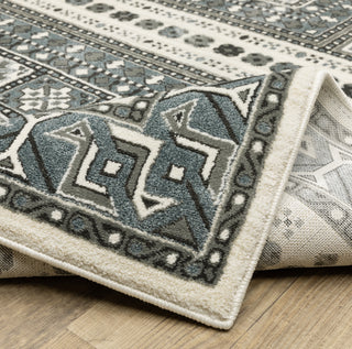 Oriental Weavers RAYLAN RAY01 Grey/ Blue Area Rug Backing Image