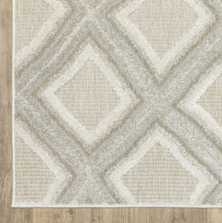 Oriental Weavers TANGIER TAN04 Grey/ Beige Area Rug Corner Image