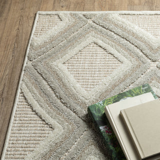 Oriental Weavers TANGIER TAN04 Grey/ Beige Area Rug Corner Image