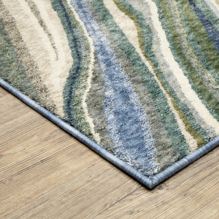 Oriental Weavers Tisdell TIS10 Green / Blue Area Rug Corner Image