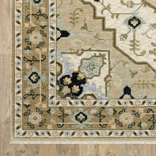 Oriental Weavers Westwood aWES01 Beige/ Blue Area Rug Corner Image