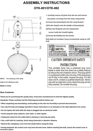 Surya Otaki OTK-002 Lamp Assembly